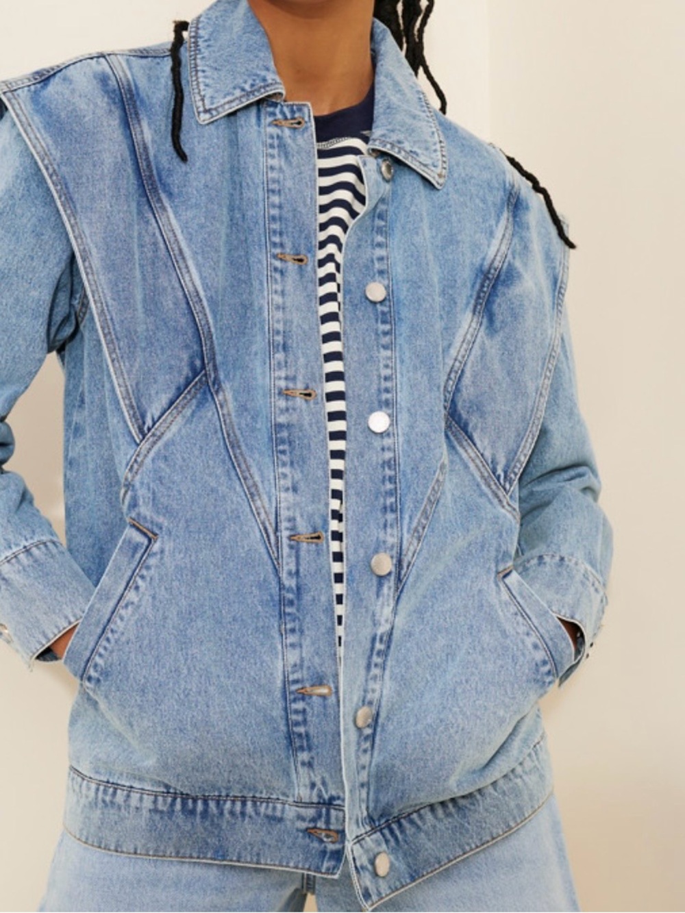 Avec Les Filles Light Blue Denim Jean Jacket